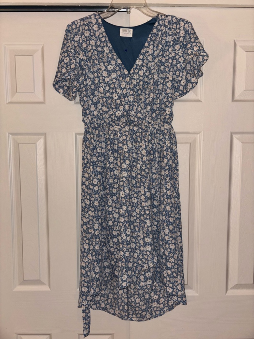 Sienna Sky Blue Floral Wrap Midi Dress
